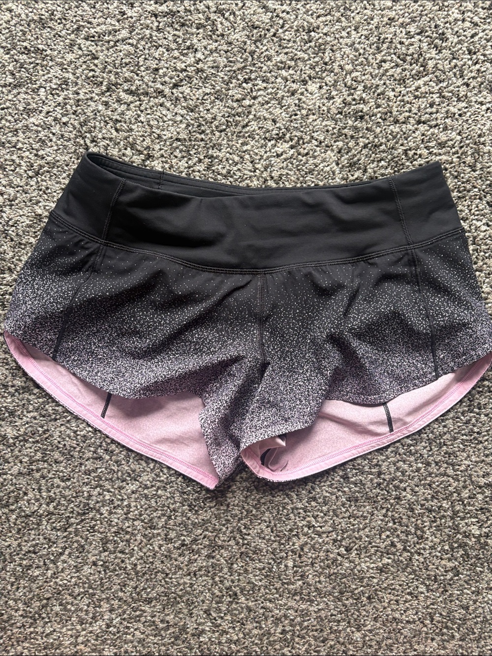 lululemon athletica Black Speckled Pink-Lined Athletic Shorts